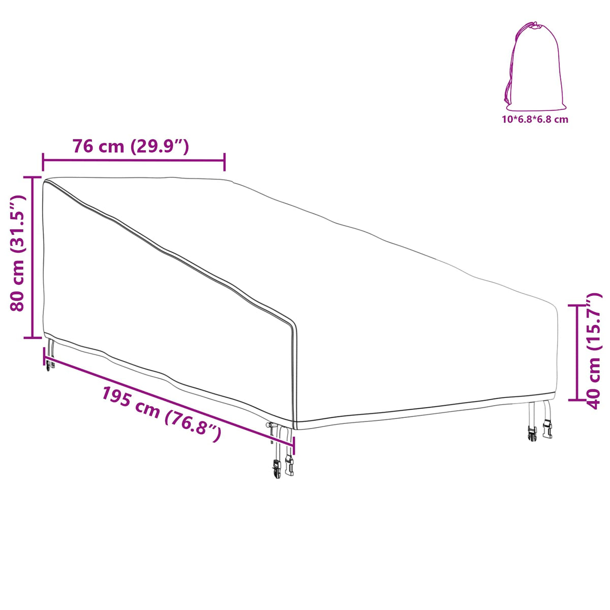 Outdoor Furniture Cover 195 x 76 x 82 cm 600D Oxford Fabric