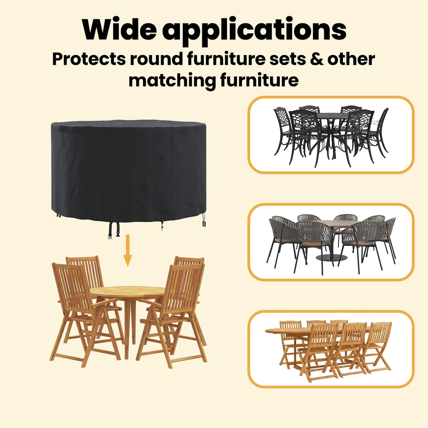 Furniture Cover Black 102 x 102 x 71 cm 210D Oxford Fbric