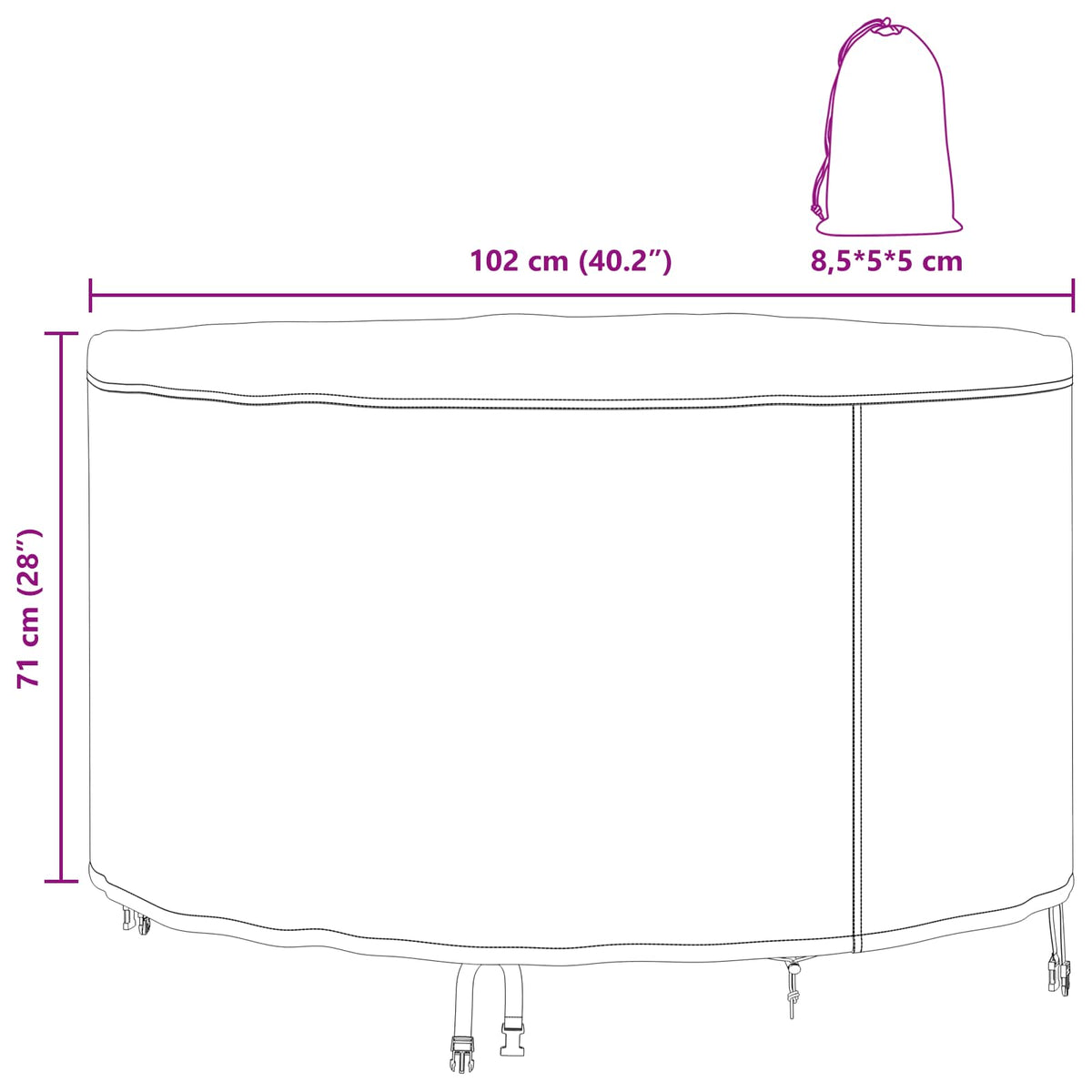 Furniture Cover 102 x 102 x 71 cm 210D Oxford Fbric Round Black