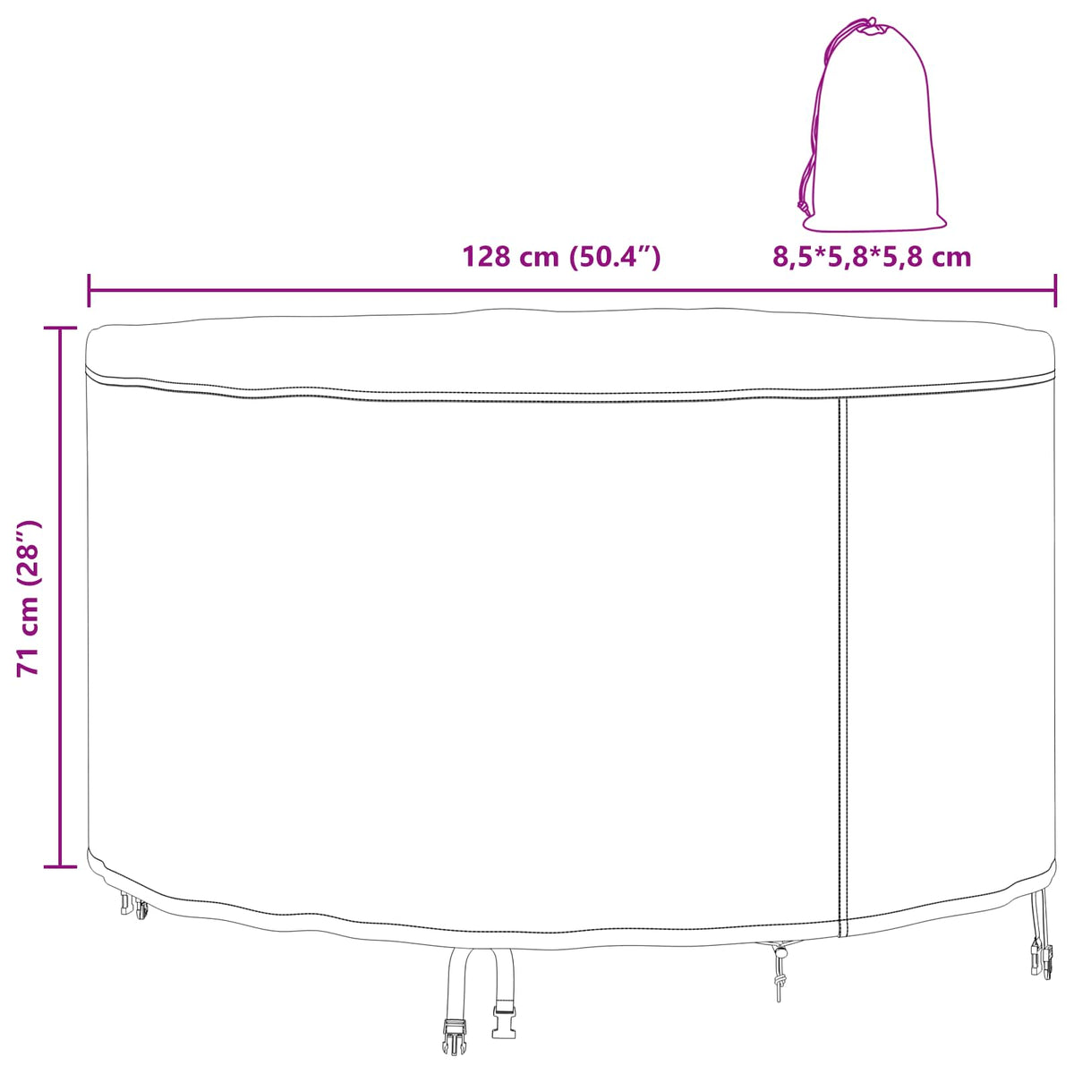 Furniture Cover 128 x 128 x 71 cm 210D Oxford Fbric Round Black