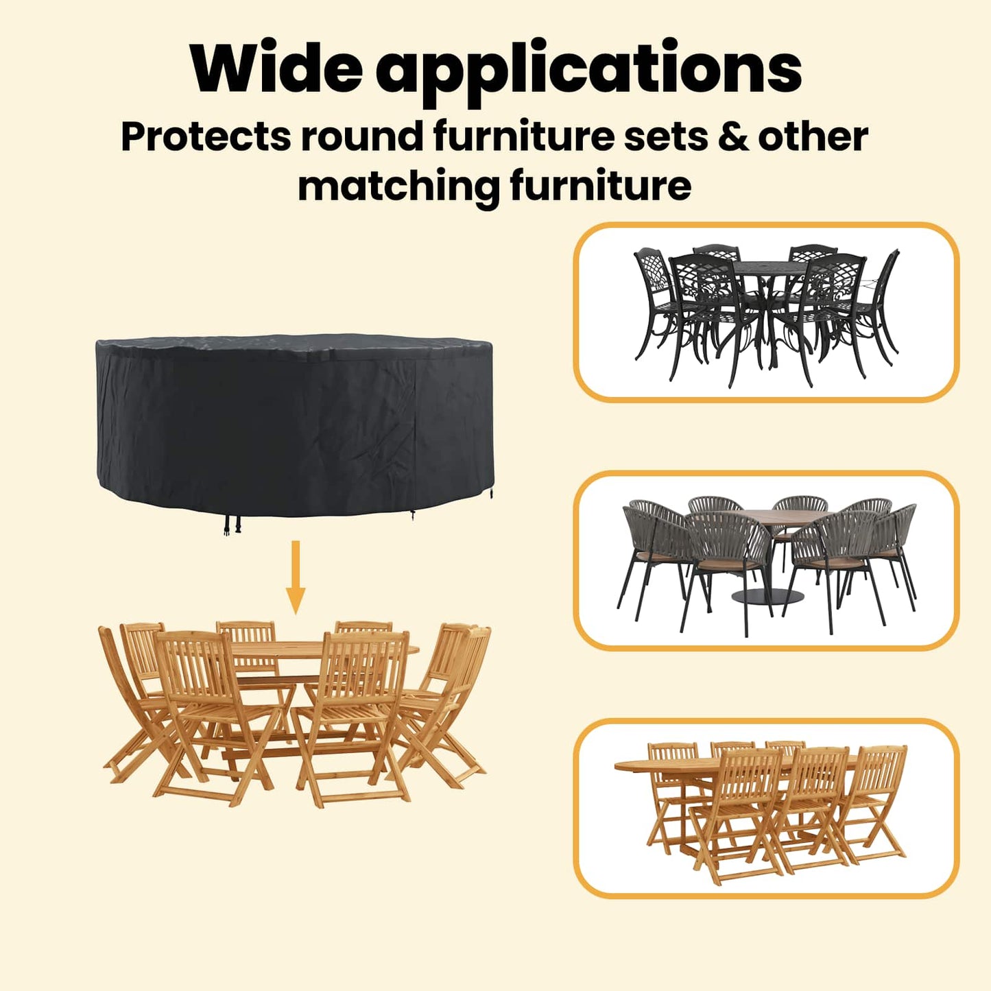 Furniture Cover Black 244 x 244 x 71 cm 210D Oxford Fabric