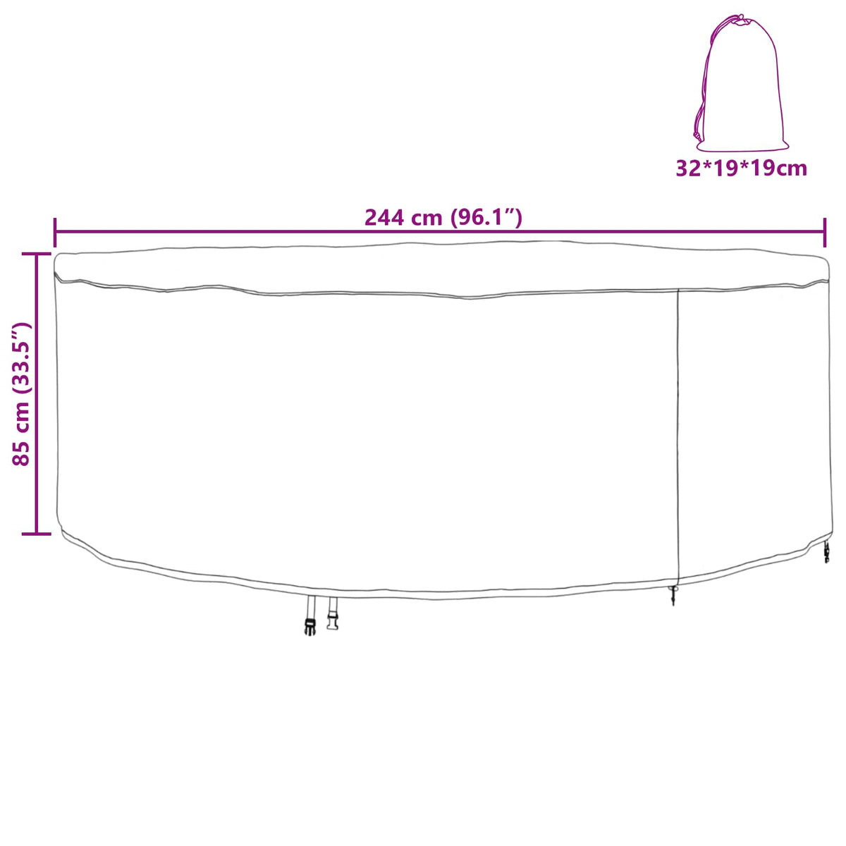 Furniture Cover 244 x 244 x 85 cm 210D Oxford Fabric Round