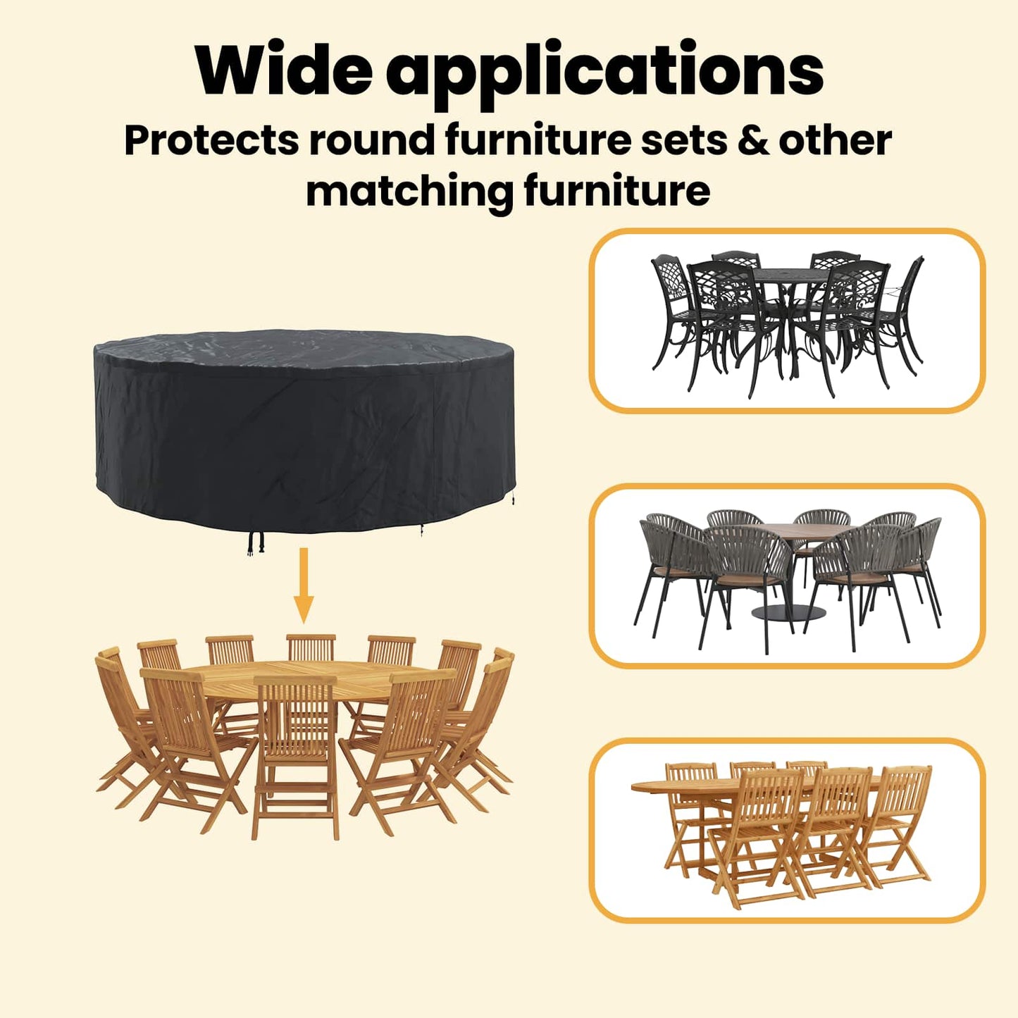 Furniture Cover Black 279 x 279 x 71 cm 210D Oxford Fbric