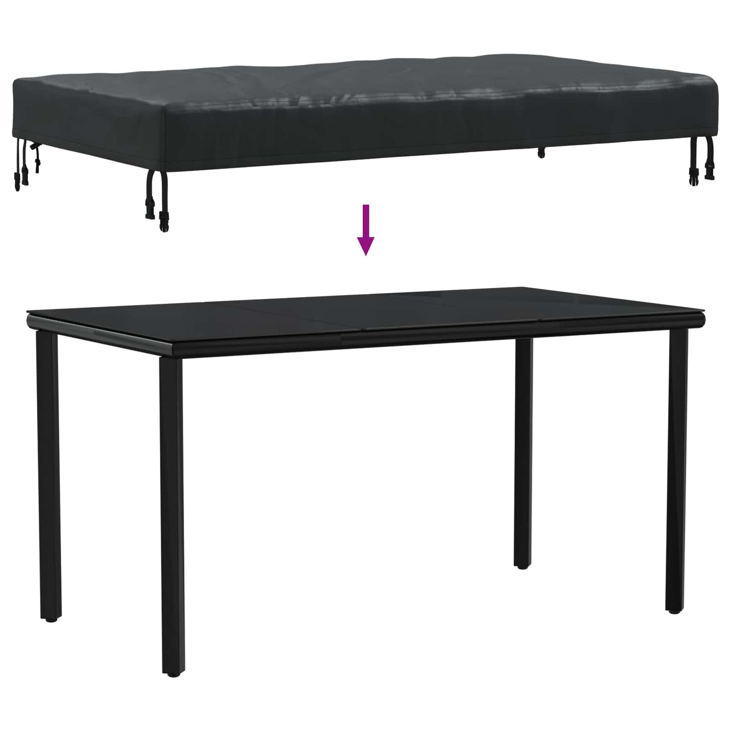 Table Cover Plain Black 122 x 72 x 15 cm Fabric