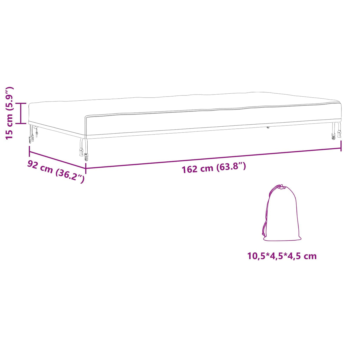 Table Cover 162 x 92 x 15 cm Fabric Rectangular Waterproof