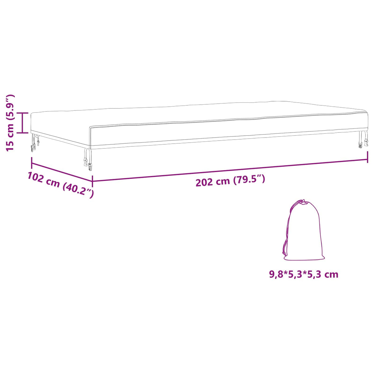Table Cover 202 x 102 x 15 cm Fabric Rectangular Waterproof