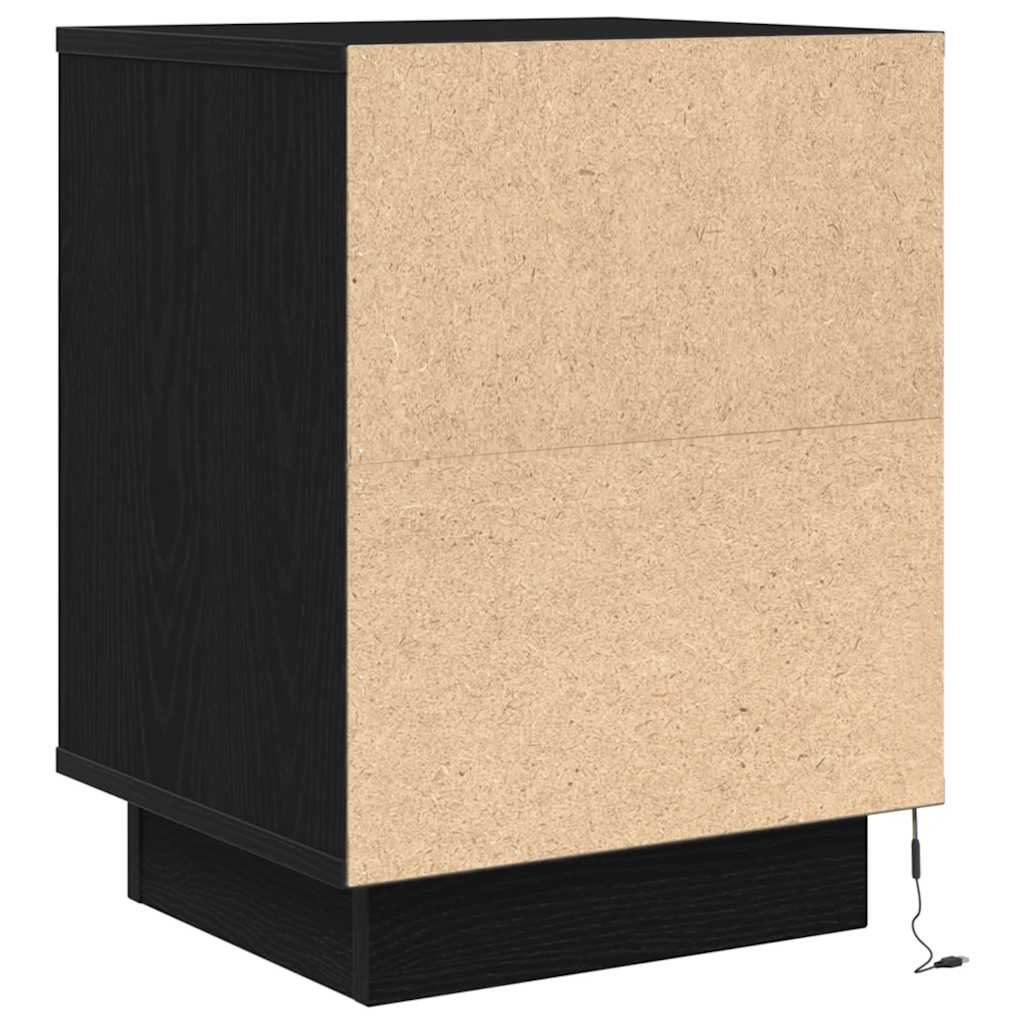Bedside Cabinets with LED Lights 2 pcs Black 38x34x50 cm