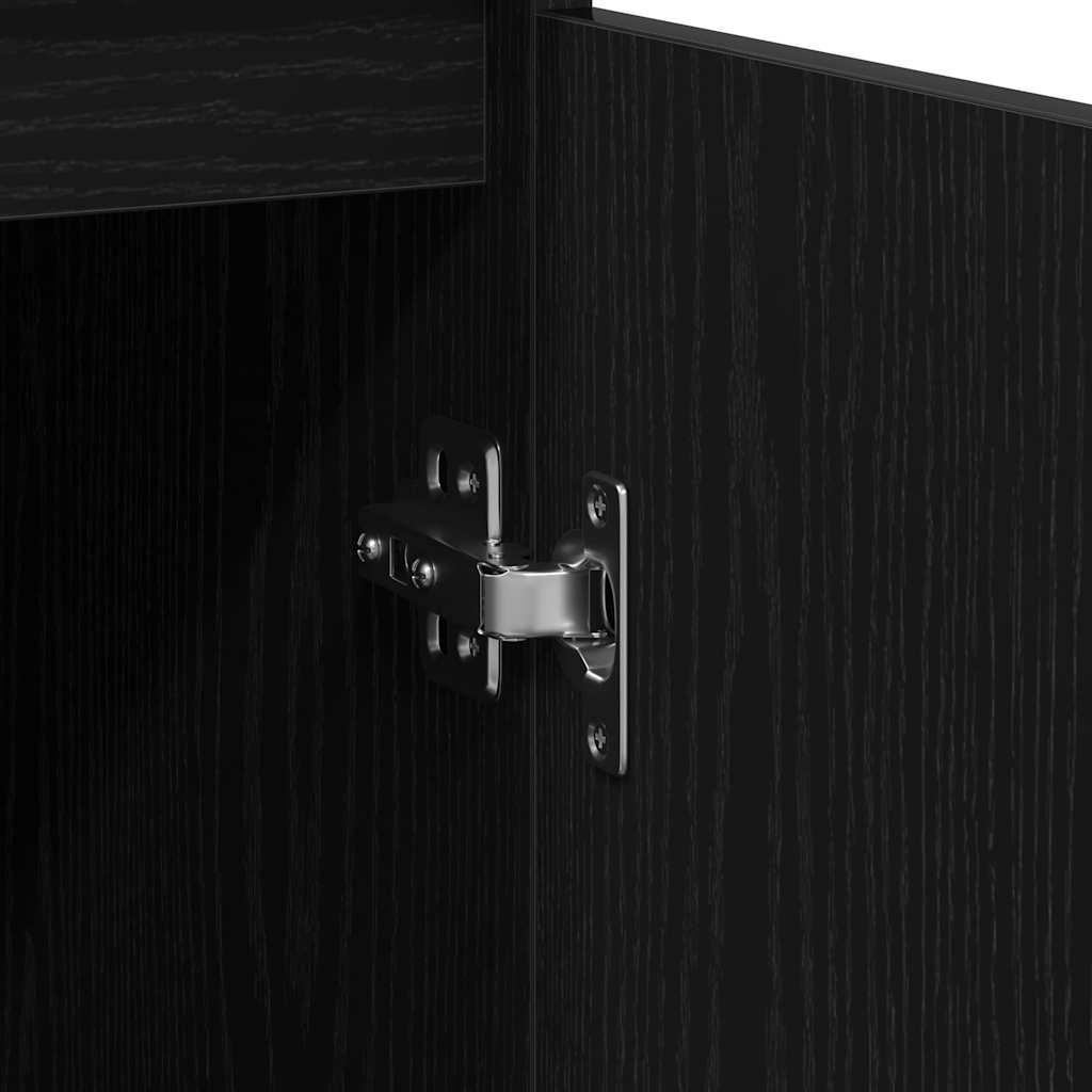 Sideboard with Drawer Black Oak 71x35x65 cm Engineered Wood