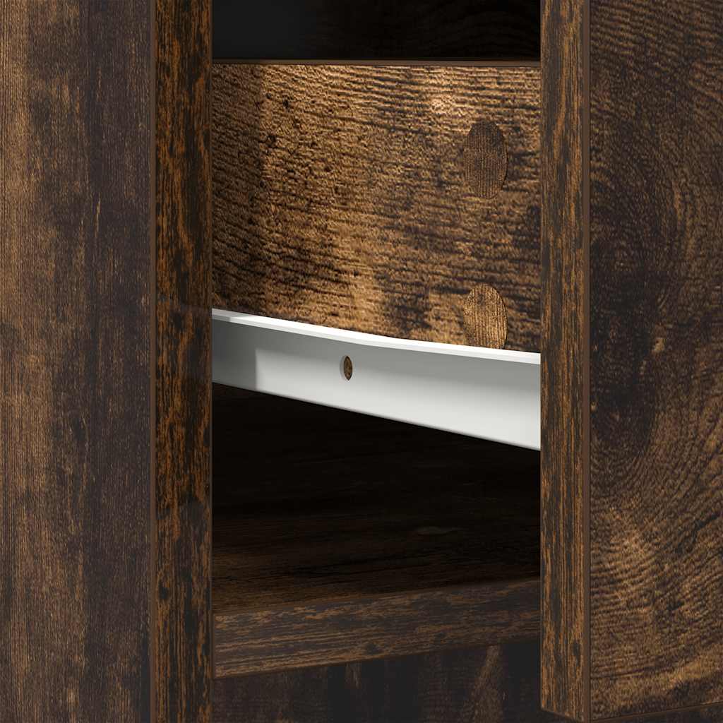 Sideboard with Drawers and Doors Smoked Oak 70,5x34x74,5 cm