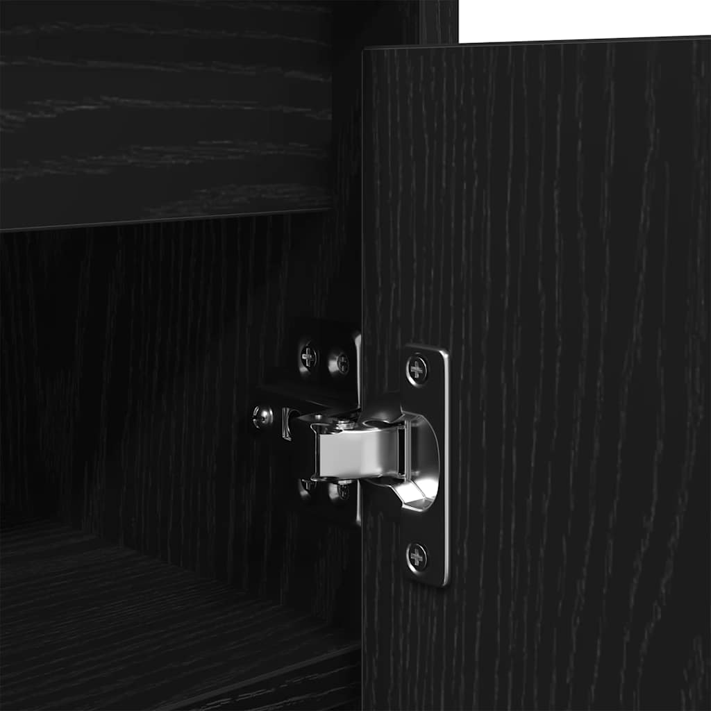 Shoe Cabinet Black Oak 29,5x34x76 cm Engineered Wood