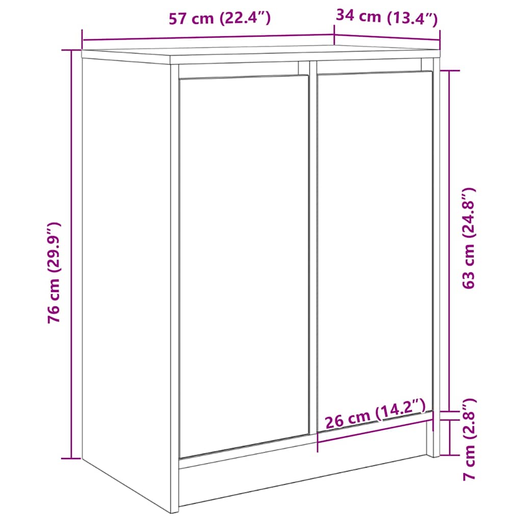 Shoe Cabinet Old Wood 57x34x76 cm Engineered Wood