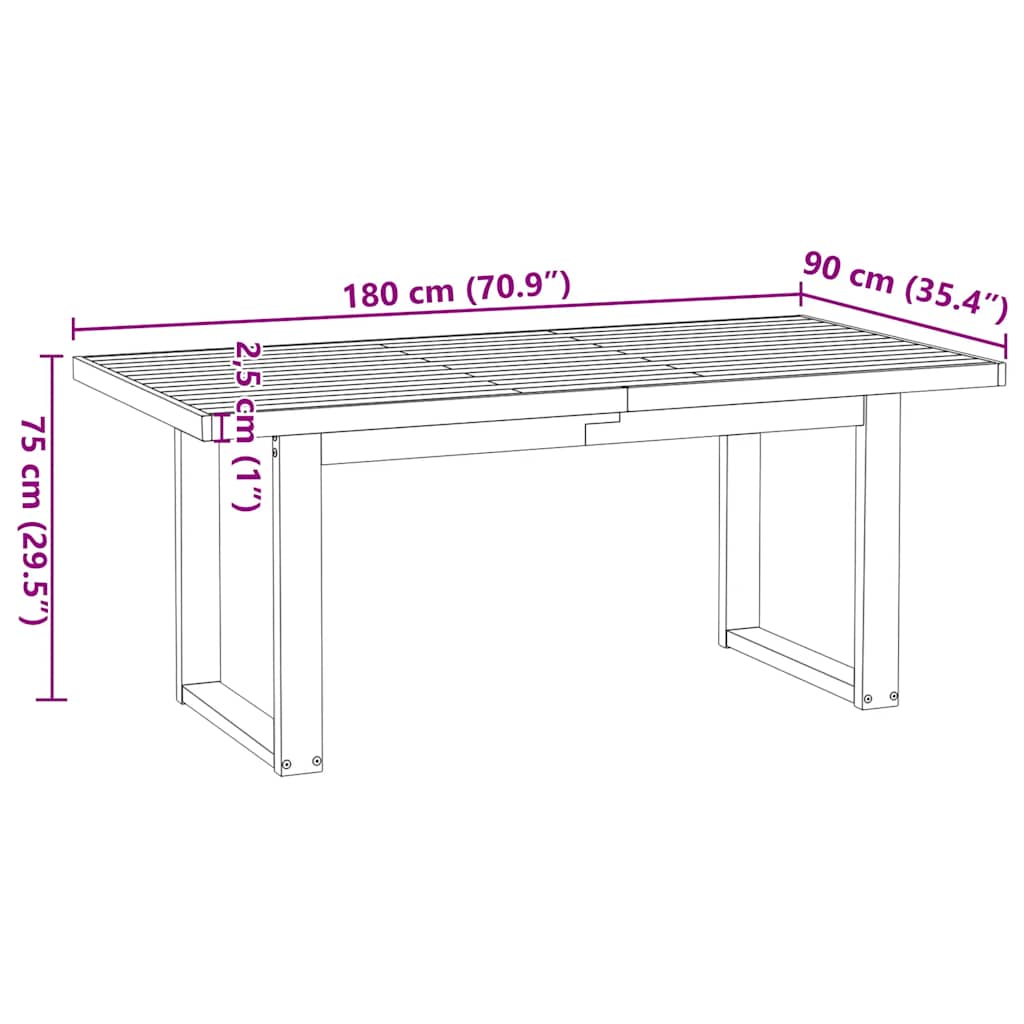 Dining Table NOAIN U-Shaped Legs 180x90x75 cm Solid Wood Pine