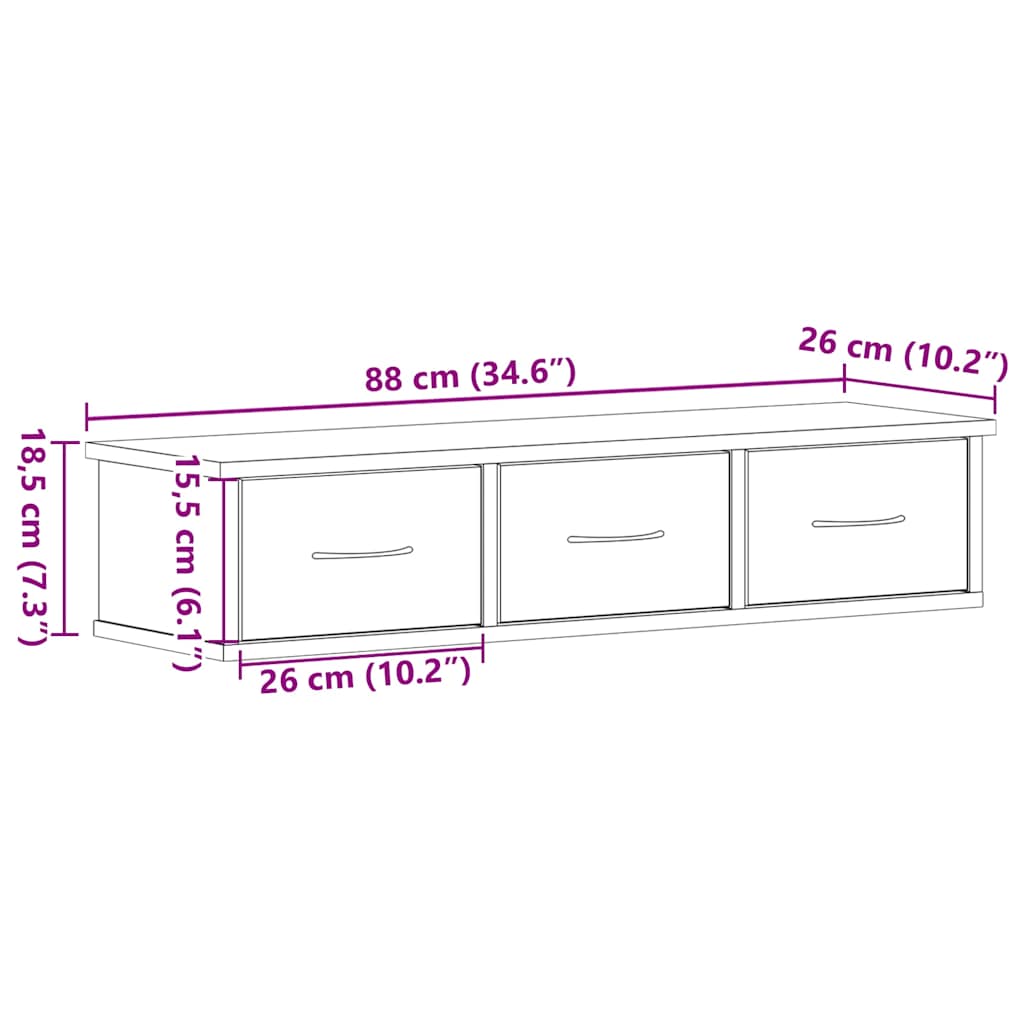 Wall Cabinet Black Oak 88x26x18,5 cm Engineered Wood