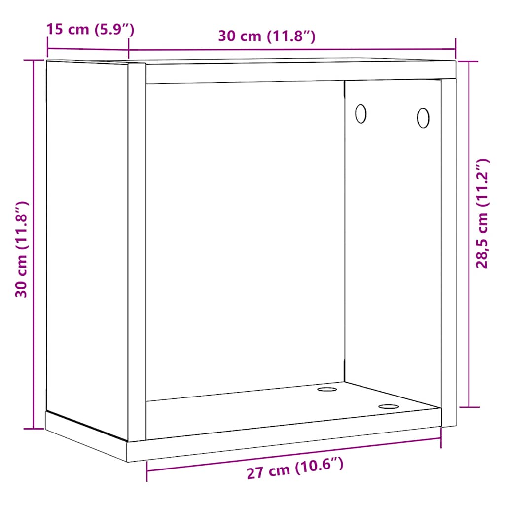 Wall Cube Shelves 6 pcs Black Oak 30x15x30 cm Engineered Wood