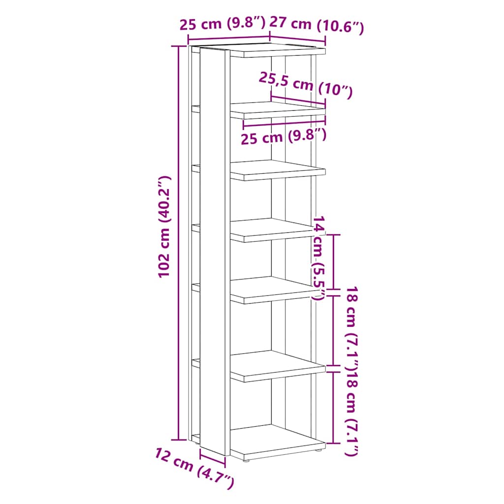 Shoe Cabinets 2 pcs Black Oak 25x27x102 cm Engineered Wood