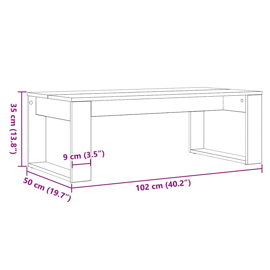Coffee Table Black Oak 102 x 50 x 35 cm Engineered Wood