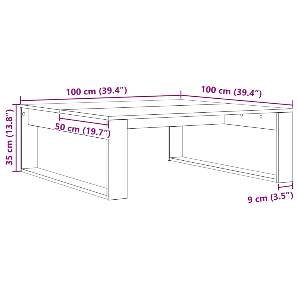 Coffee Table Black Oak 100 x 100 x 35 cm Engineered Wood