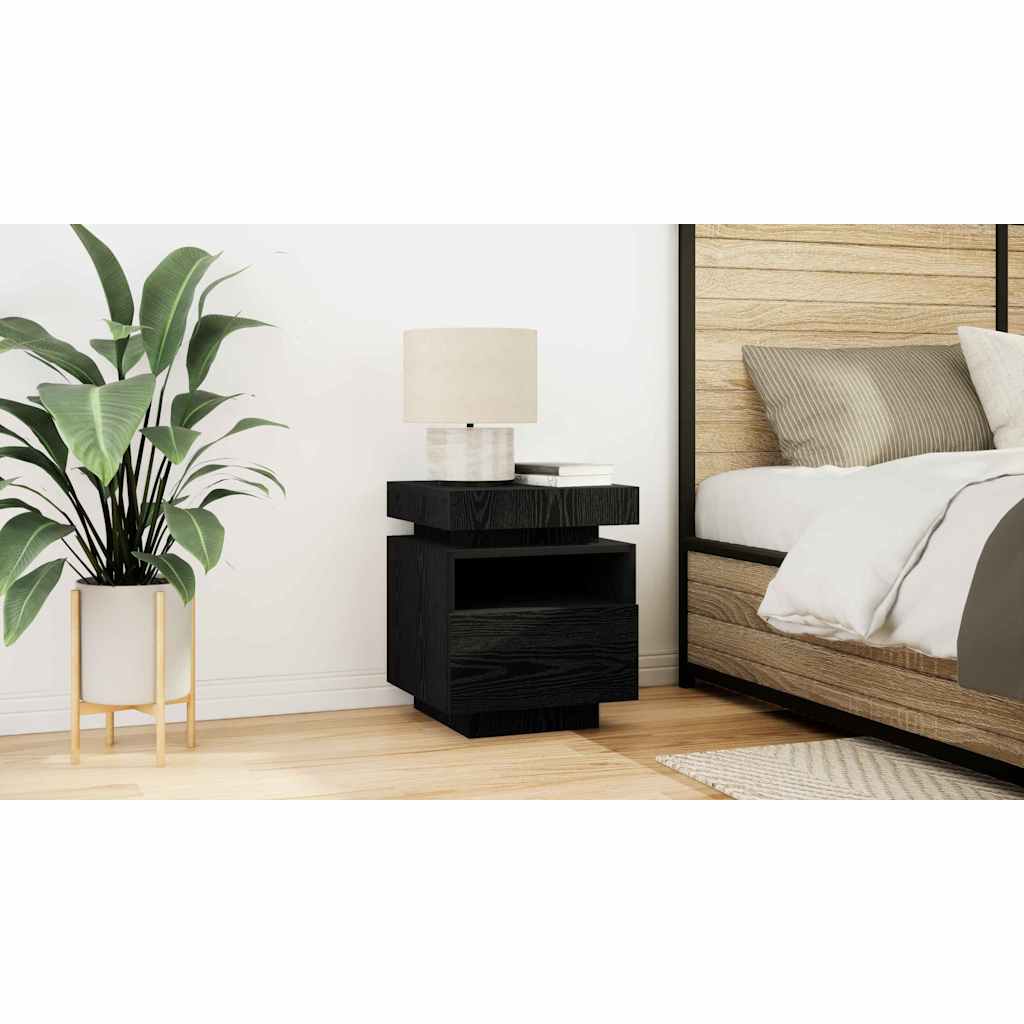 Bedside Cabinet Black Oak 40 x 39 x 48.5 cm Engineered wood