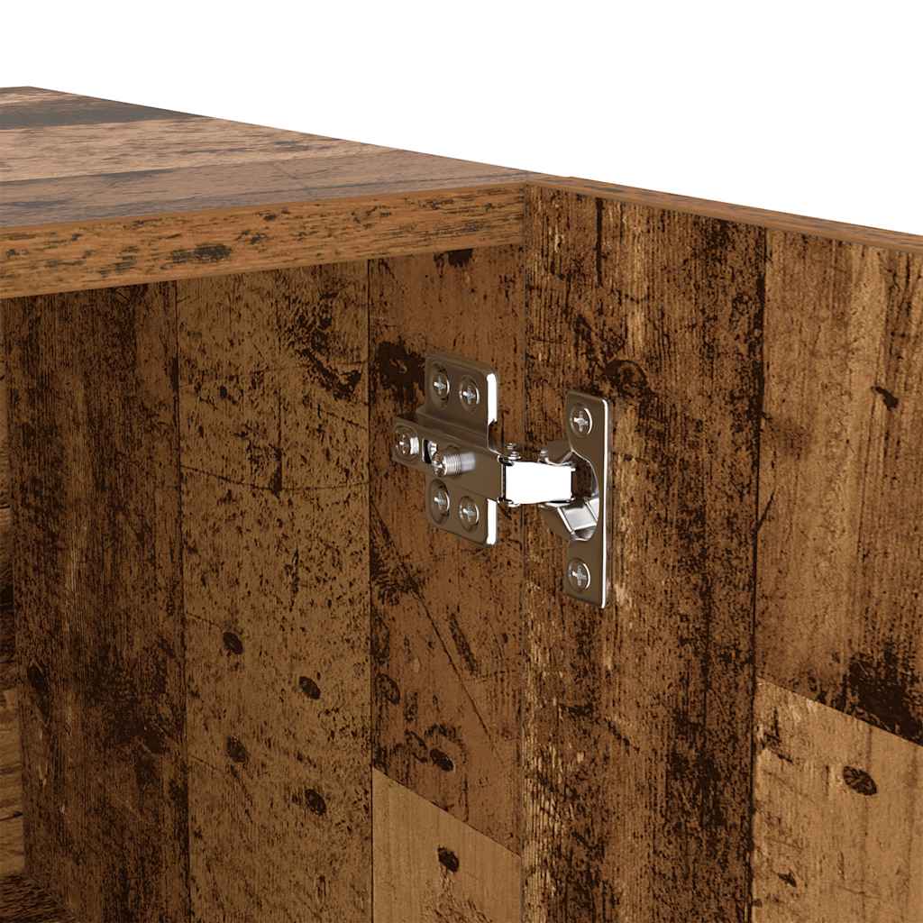 TV Cabinet with LED Lights Old Wood 200x35x40 cm Engineered Wood