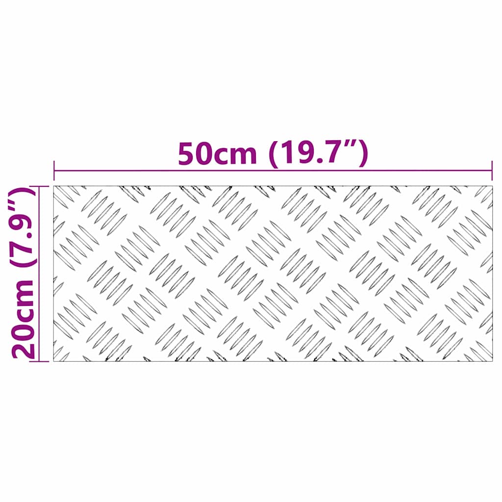 Stair Tread Rectangular 2 pcs Silver 50 x 20 cm Aluminium