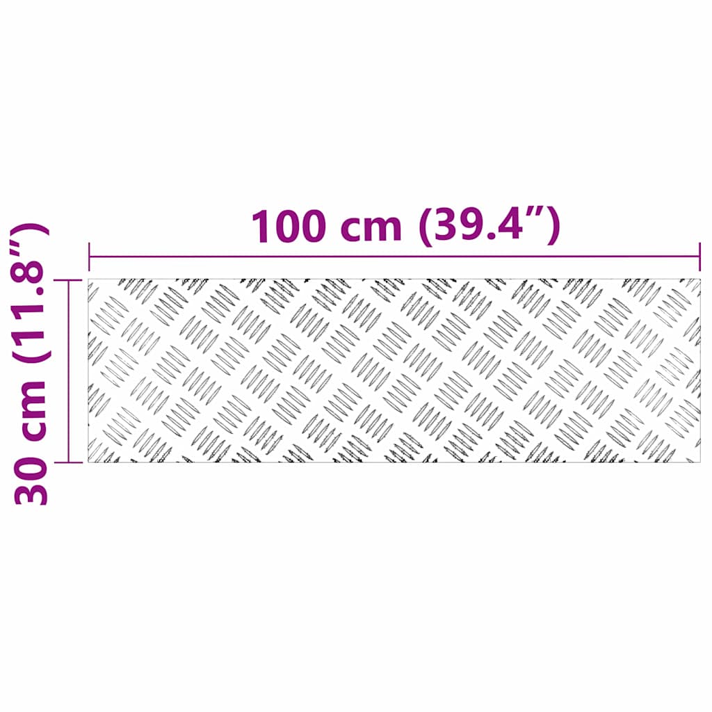 Stair Tread Rectangular 2 pcs Silver 100 x 30 cm Aluminium