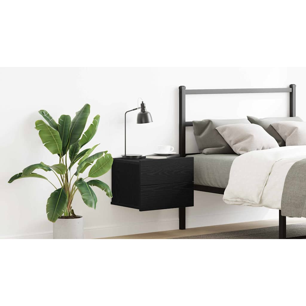 Bedside Cabinet Black Oak 40 x 30 x 30 cm Engineered Wood