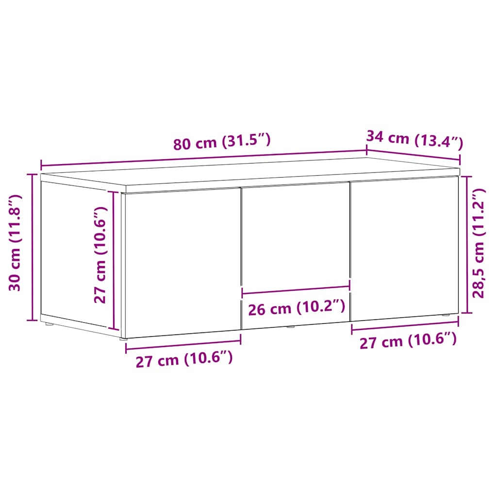 TV Cabinet 80x34x30 cm Black Oak Engineered Wood
