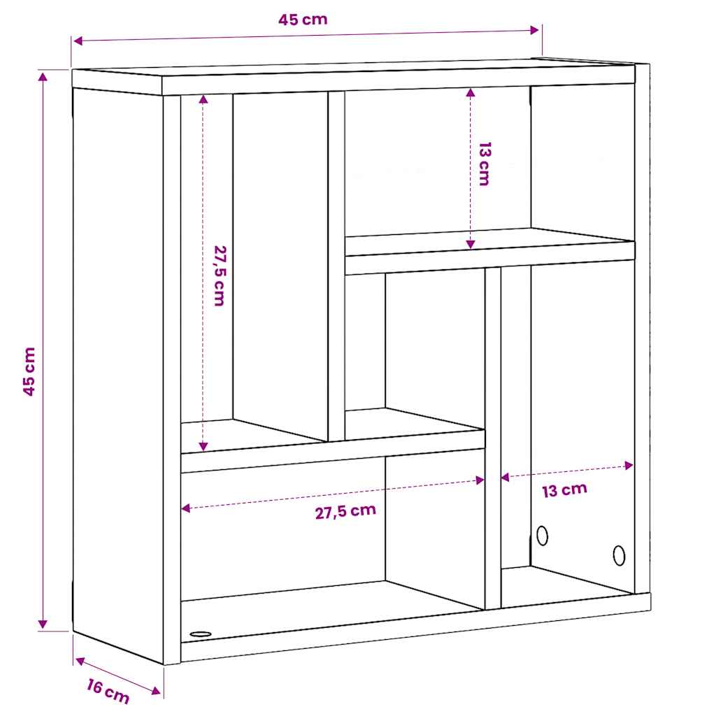 Wall Shelf Black Oak 45x16x45 cm Engineered Wood