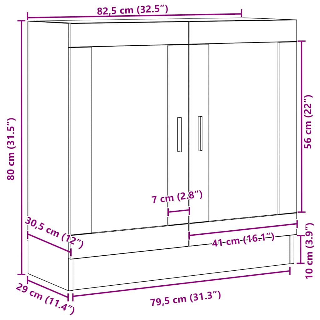 Book Cabinet Black Oak 82.5 x 30.5 x 80 cm Engineered Wood