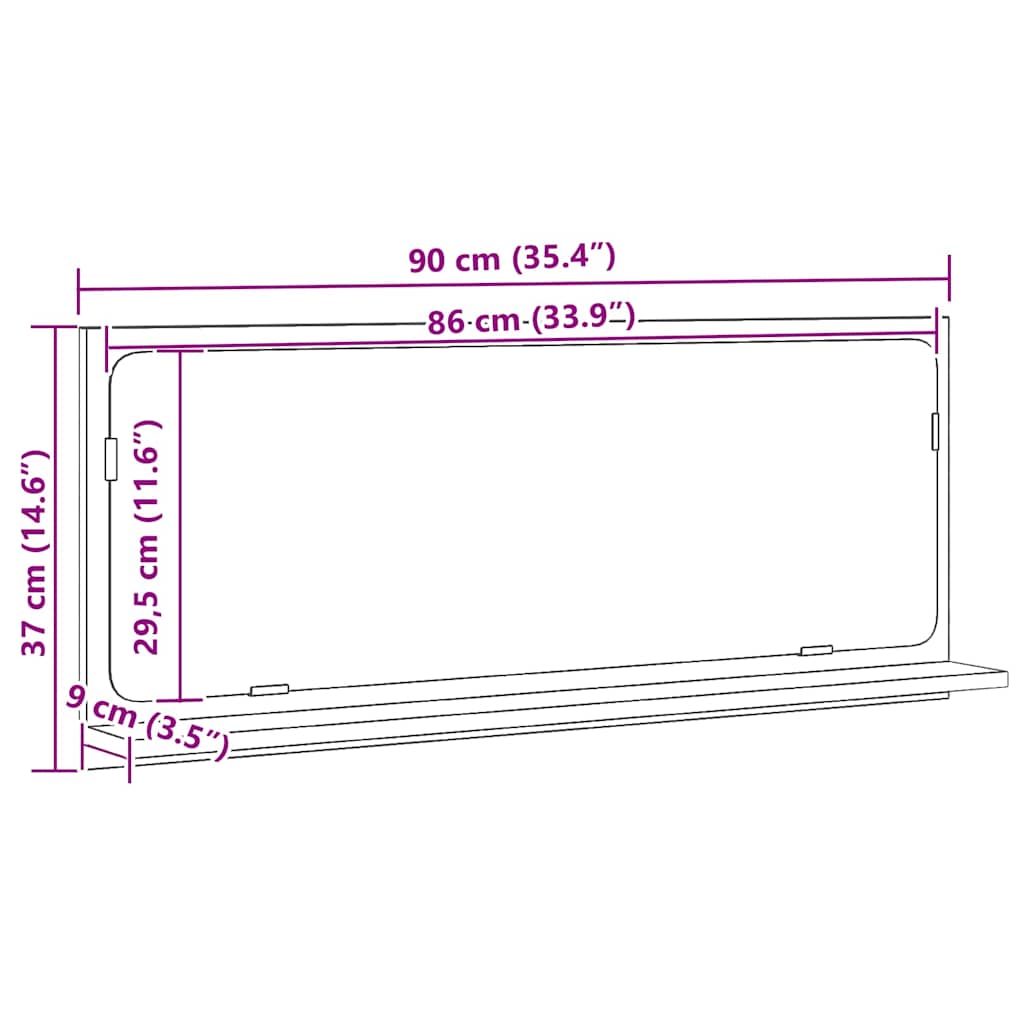 Mirror Shelf Artisan oak 90 x 10.5 x 37 cm Engineered Wood