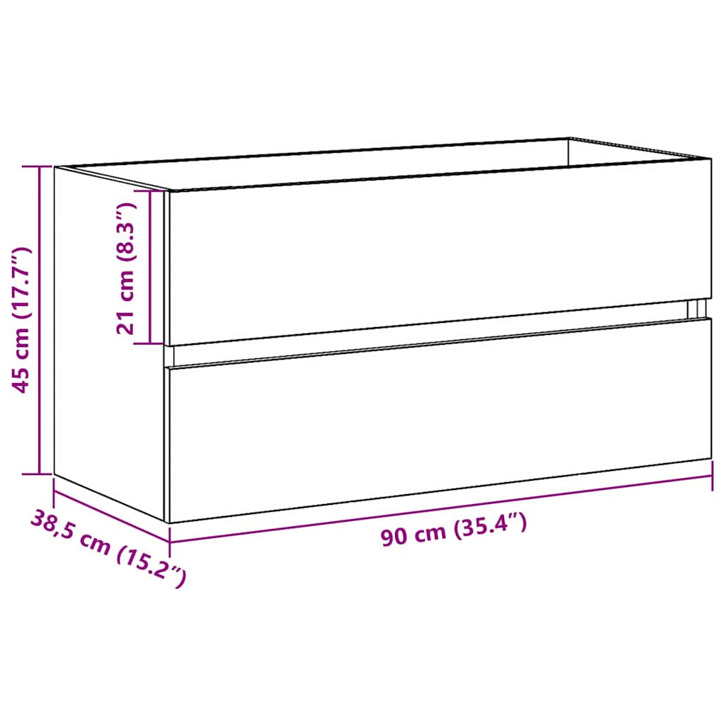 vidaXL Sink Cabinet Black Oak 90 x 38.5 x 45 cm Engineered wood