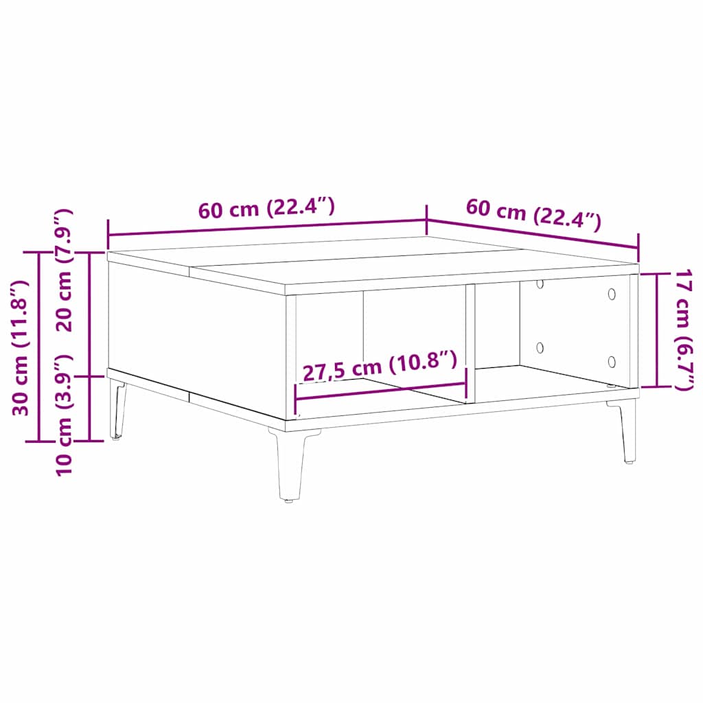 Coffee Table Artisan Oak 60 x 60 x 30 cm
