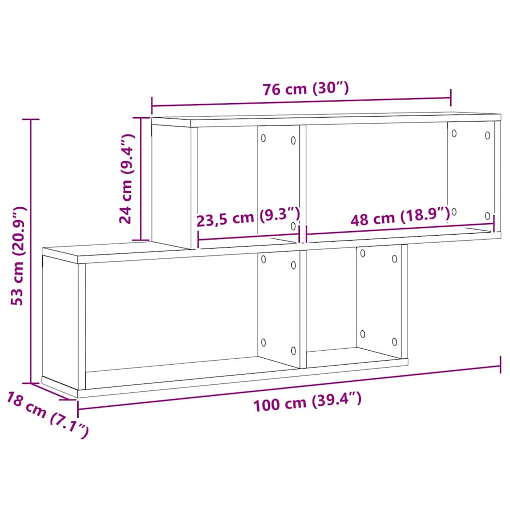 Wall Shelf Wall-Mounted Black Oak 76 x 15 x 53 cm