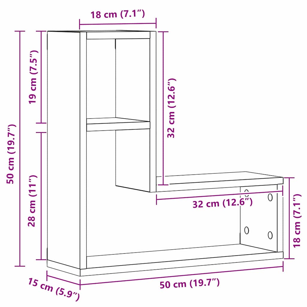 Wall Shelf 2 pcs Black Oak 50 x 15 x 85 cm Engineered Wood