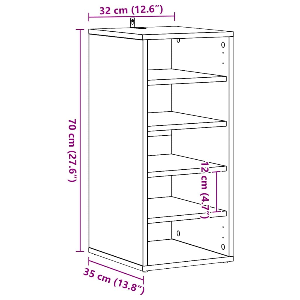 Shoe Cabinet Black Oak 32 x 35 x 70 cm Engineered Wood