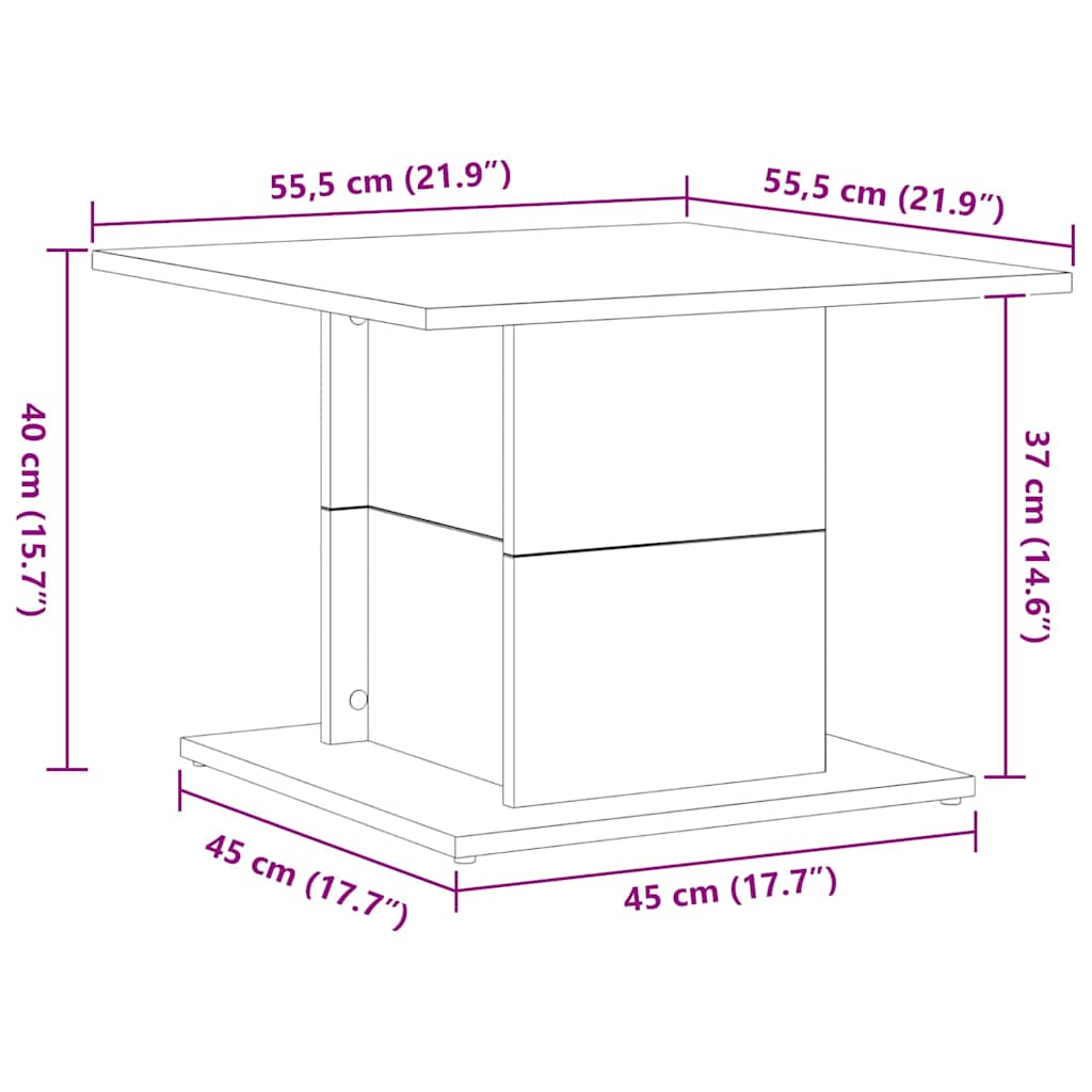 Coffee Table Black Oak 55.5 x 55.5 x 40 cm Engineered Wood