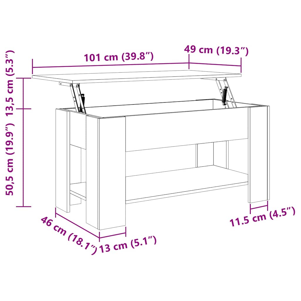 Coffee Table Black Oak 101 x 49 x 52 cm Engineered Wood