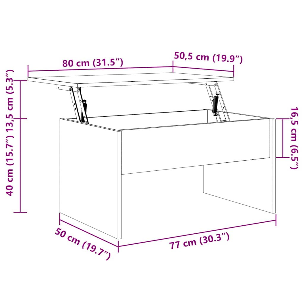 Coffee Table Black Oak 80 x 50.5 x 41.5 cm Engineered Wood