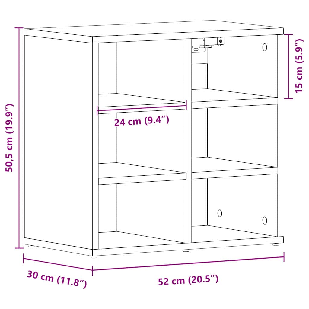 Shoe Cabinet Black Oak 52 x 30 x 50.5 cm Engineered Wood