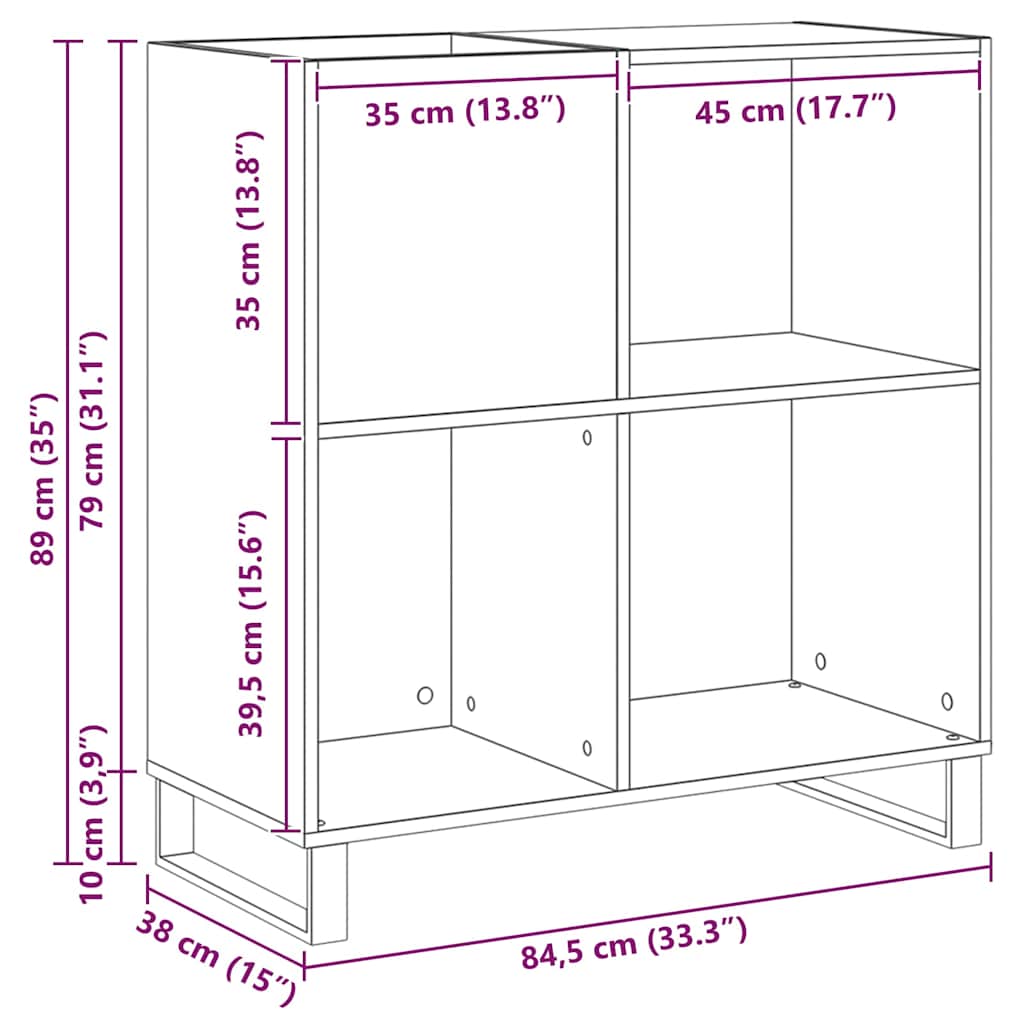 Record Cabinet Old wood 84.5 x 38 x 89 cm Engineered Wood