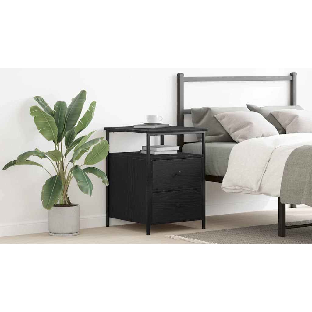 Bedside Cabinet Black Oak 34 x 35.5 x 50 cm Engineered Wood