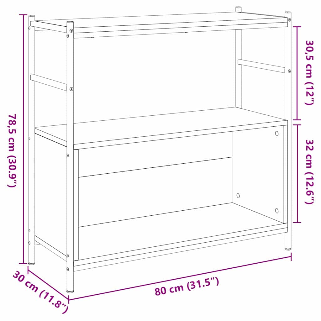Bookshelf 80 x 30 x 78.5 cm Engineered Wood Artisan Oak