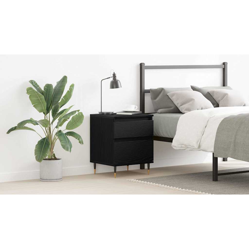 Bedside Cabinet Black Oak 40 x 35 x 50 cm Engineered Wood