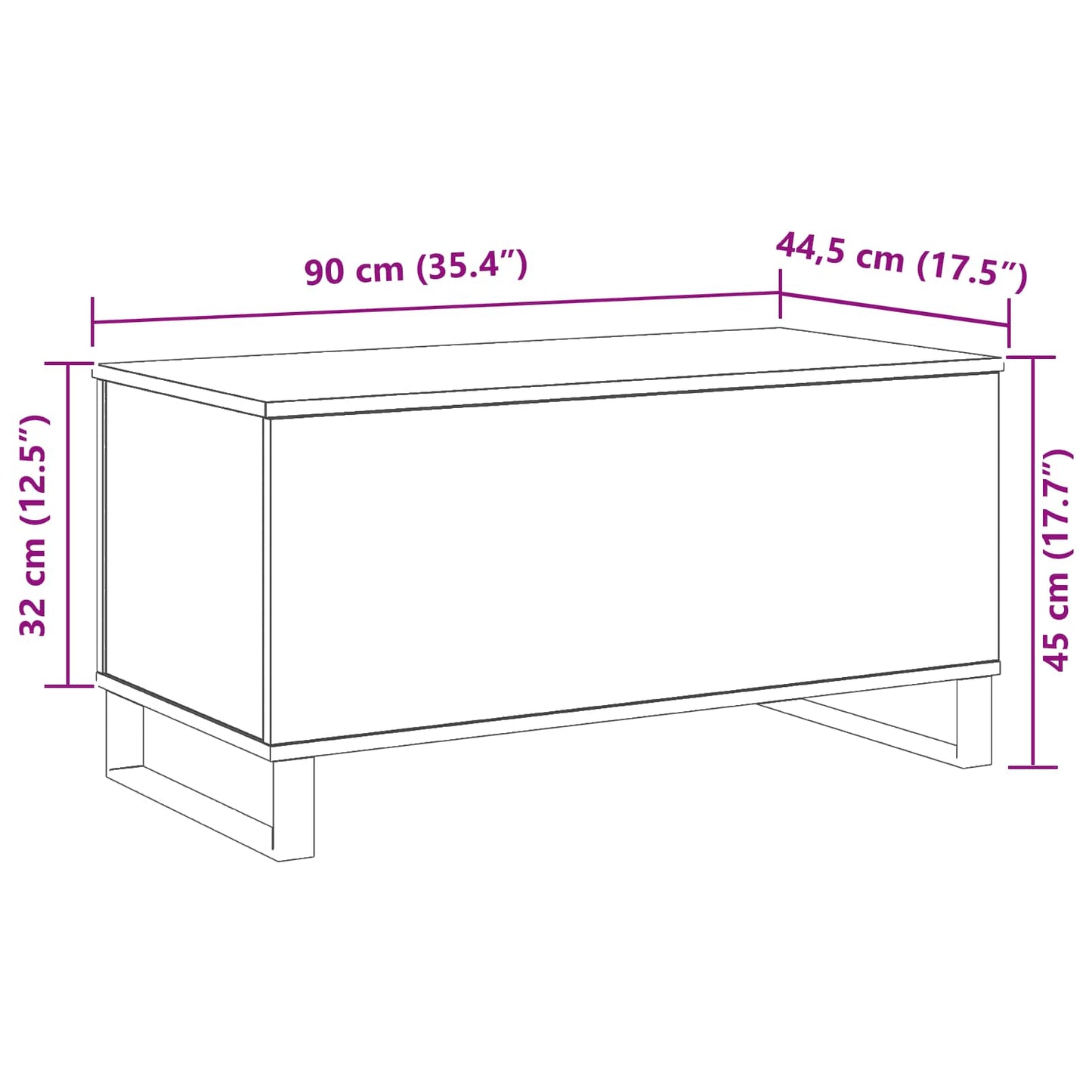 Coffee Table Black Oak 90 x 44.5 x 45 cm Engineered Wood