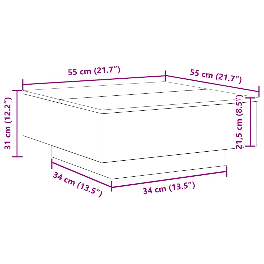 Coffee Table Artisan Oak 80 x 80 x 31 cm Engineered Wood