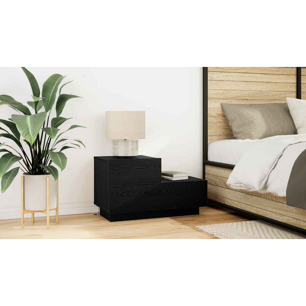 Bedside Cabinet Black Oak 70 x 36 x 40.5 cm Engineered Wood