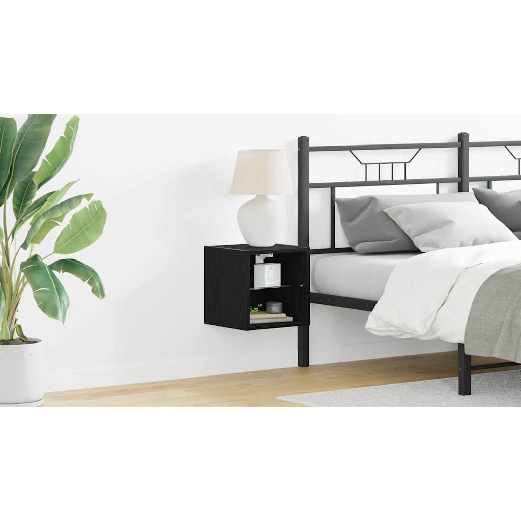 LED Wall Bedside Cabinet Wall-mounted Black 30 x 28.5 x 30 cm
