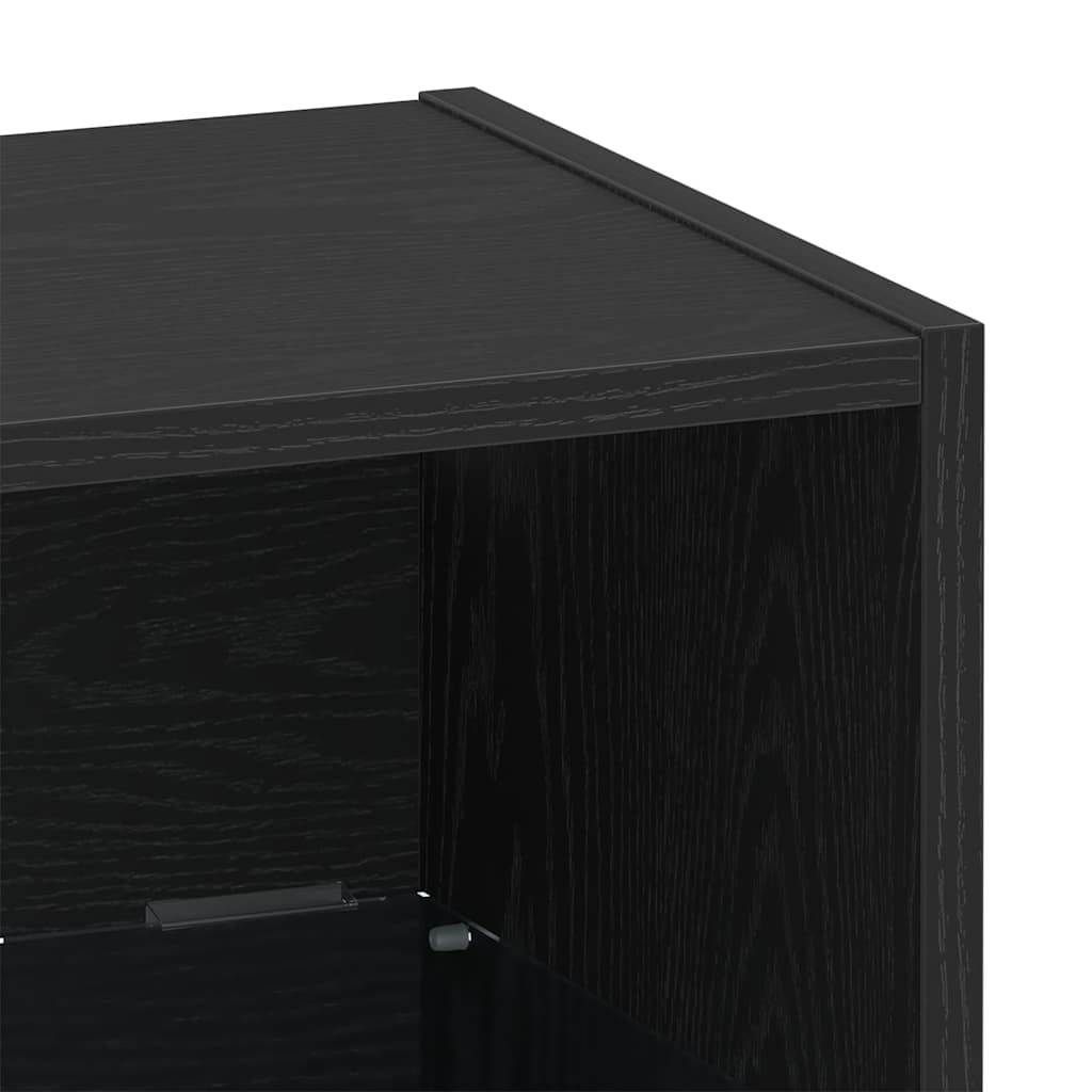 Floating Shelf with LED Light 2 pcs Black 40 x 28.5 x 40 cm