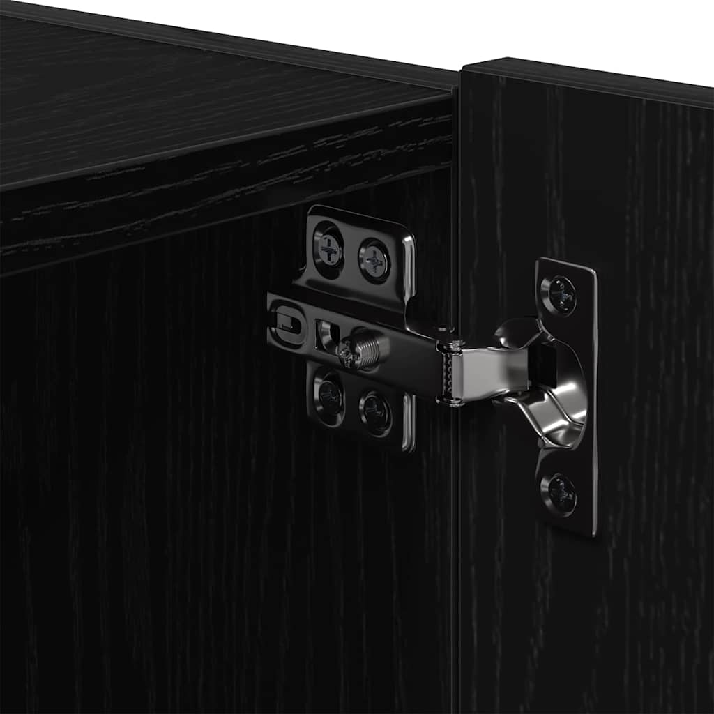 TV Wall Cabinet with LED 2 pcs Black Oak 100 x 35 x 31 cm