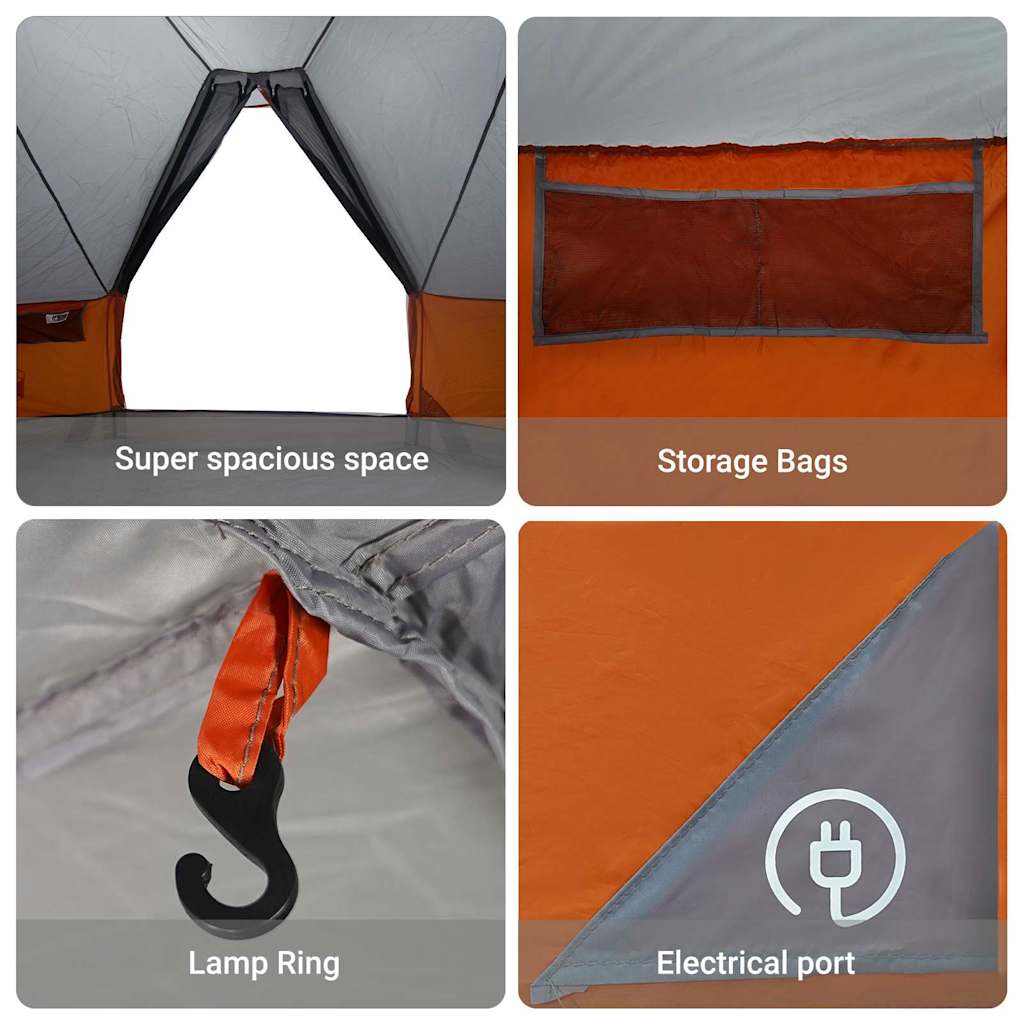 Tipi Tent with Roof Grey and Orange 466 x 310 x 240 cm Taffeta